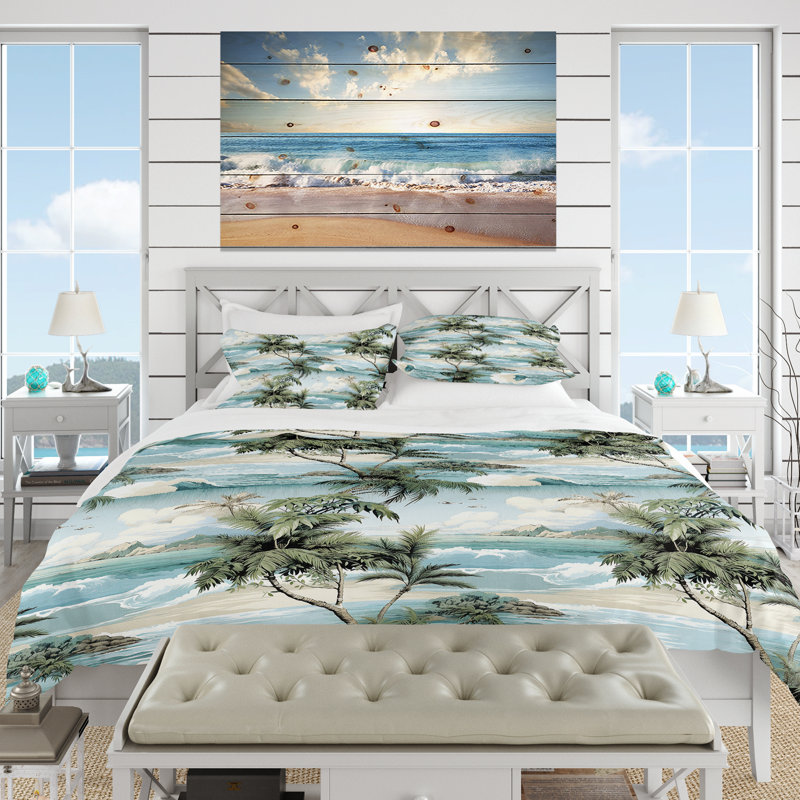 Literie Seaside Elegance II, Housse de couette pour grand lit et 2 taies décor