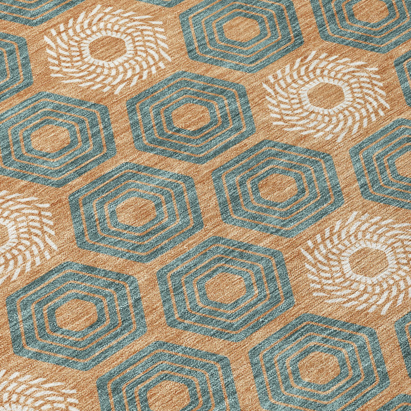 Machine Washable Indoor/Outdoor Chantille ACN2559 Geometric Rug, 10' x 14', Copper