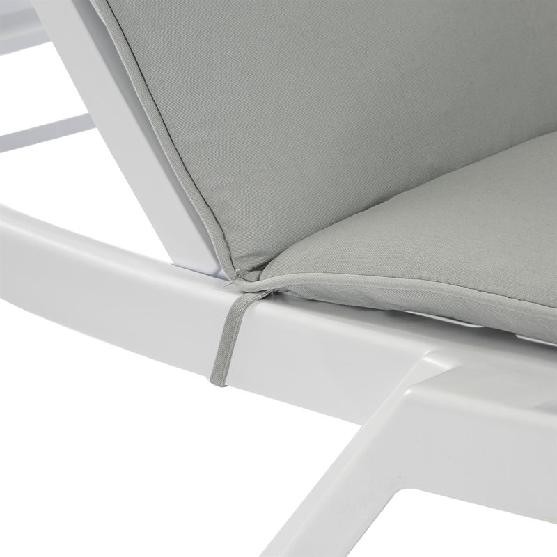 188cm Long Reclining Single Sun Lounger with Cushions, Grey