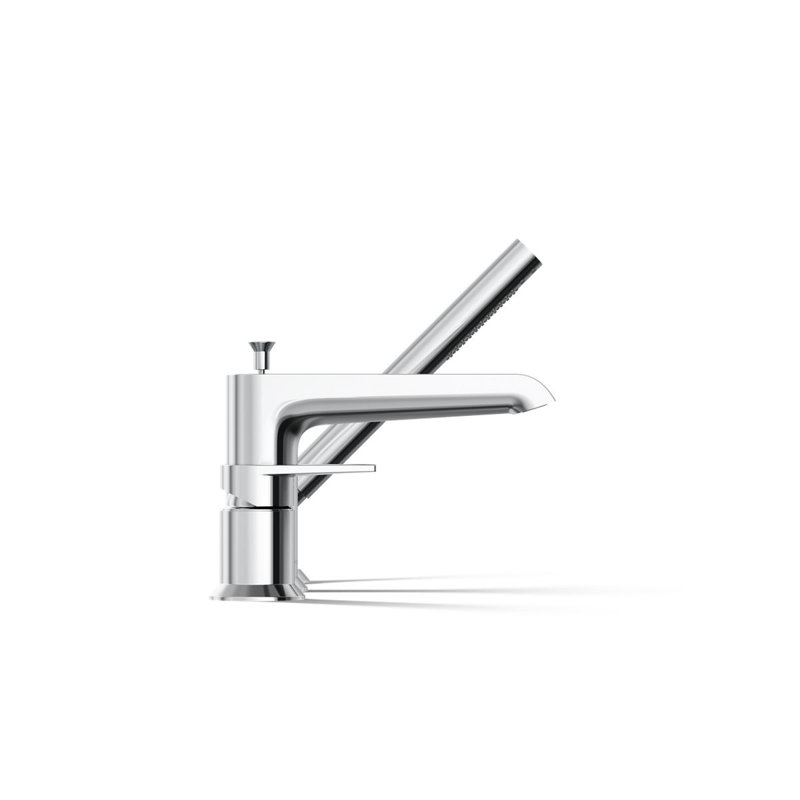 Hint Single-Handle Deck-Mount Bath Faucet With Handshower, Polished Chrome
