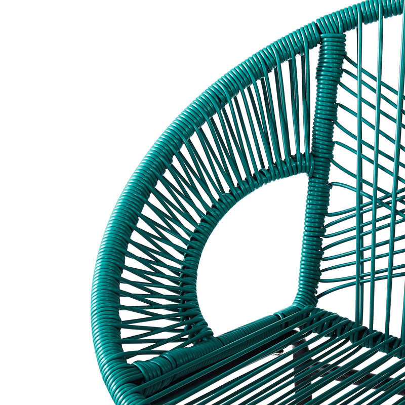 Deux tabourets de bar bleu sarcelle et facile à nettoyer, forme ergonomique pour une utilisation à long terme, artisanat tissé exquis, comptoir de cuisine de patio nécessitant peu d'entretien, détail élégant, rustique