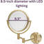 Miroir de maquillage mural grossissant et lumineux à raccordement direct de 8,5 po Ayeshah-357642293