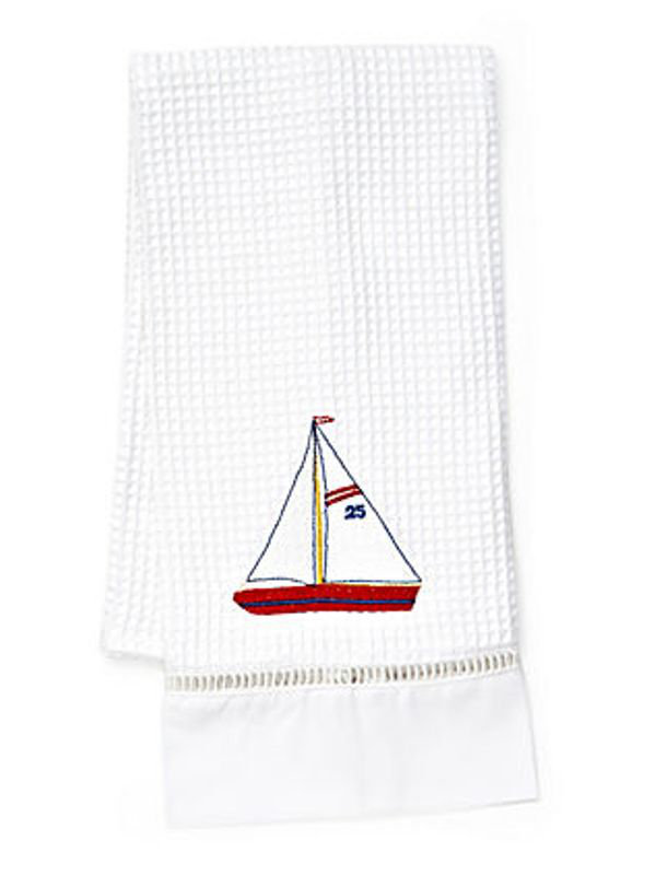 Sailboat Cotton Ultra Light Waffle Hand Towel