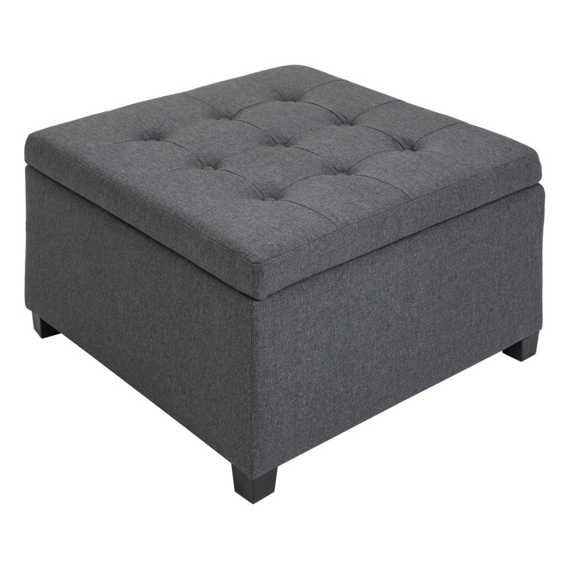 Repose-pieds capitonné polyvalent avec rangement spacieux et structure stable pour n'importe quelle pièce, Gris
