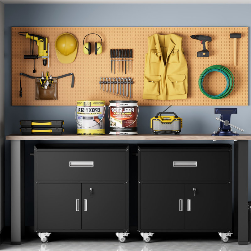 Metal Single Storage Cabinet ( 35.43'' H x 30.31'' W x 18.1'' D), Black