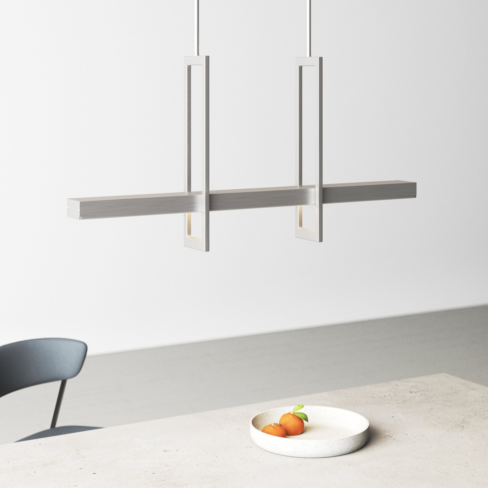 Saedi 3 Light Glass Dimmable LED Pendant, Brushed Nickel