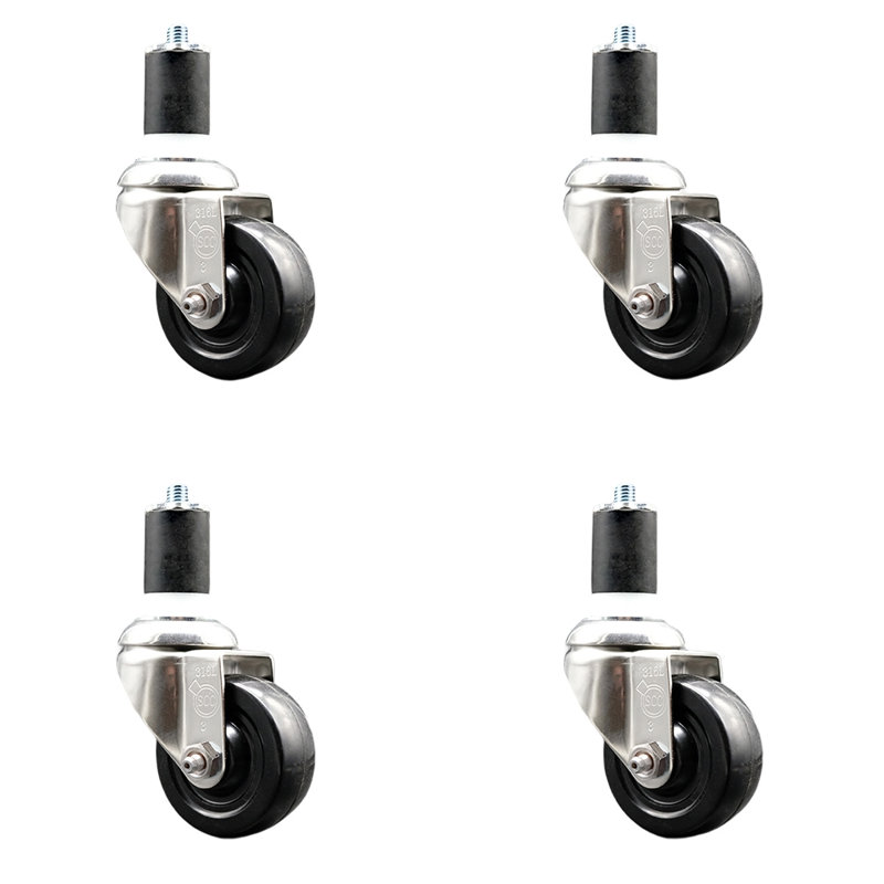 Ensemble de roulettes extensibles en caoutchouc dur, H 3,5 po x l 3,5 po