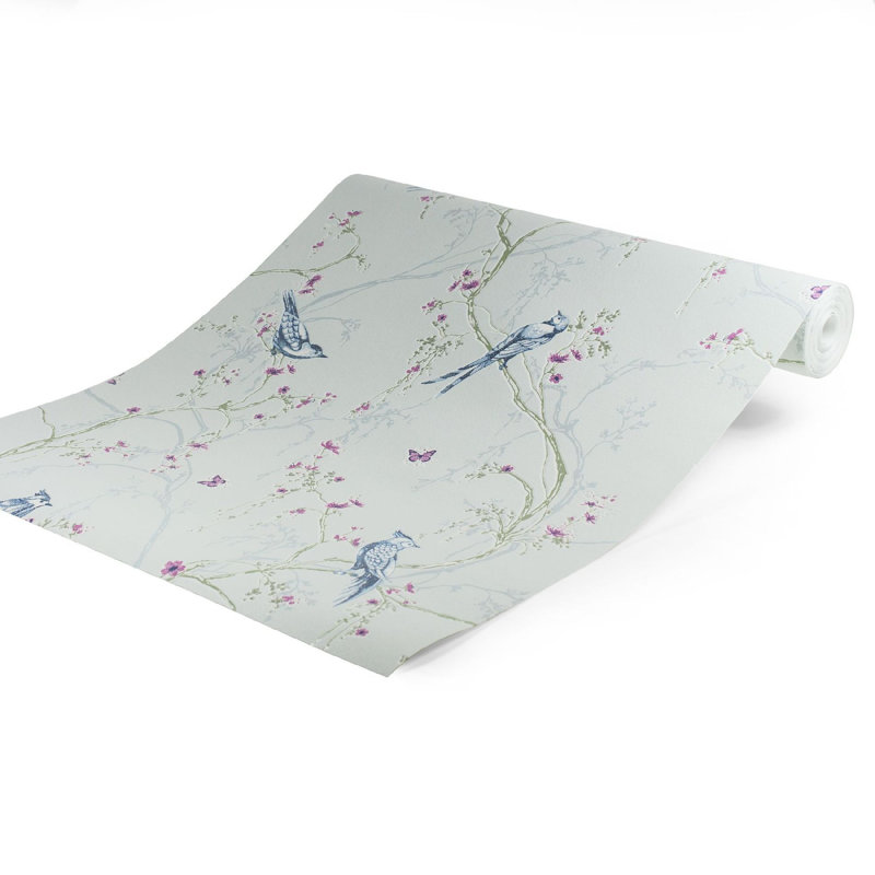 Superfresco Easy Songbird Tree Silhouette Butterfly Wallpaper, Duck Egg