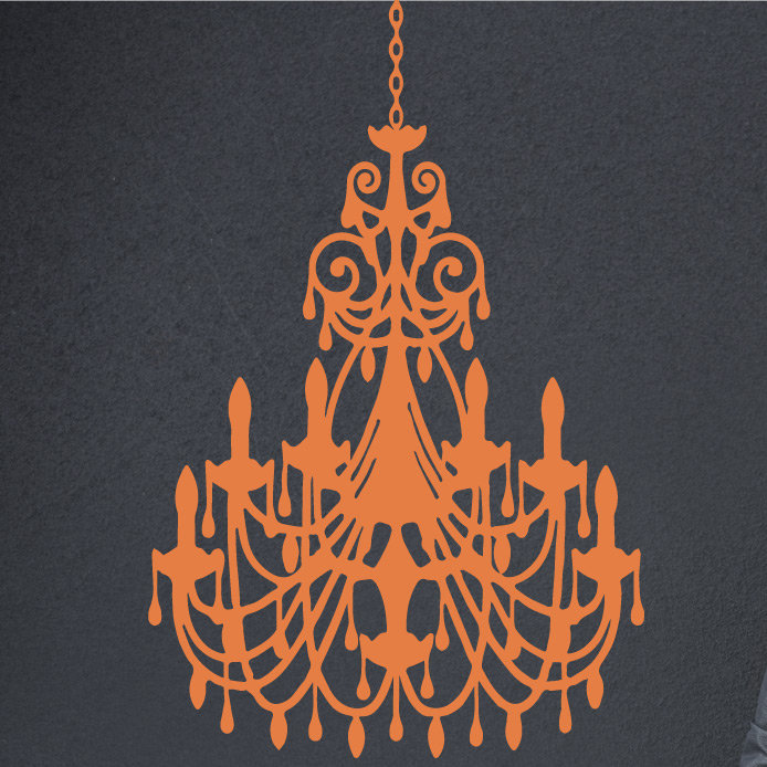 Décalcomanie murale lustre ornée, H 24 po x l 16 po x P 0,01 po, Kaki