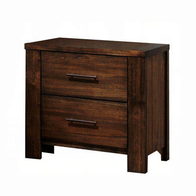 Nightstand With Two Drawers Wooden Bedside Table With Storage For Bedroom