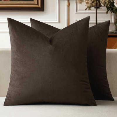 Housses de coussin en velours 18 x 18 pouces, ensemble de 2 housses de coussin décoratives carrées avec fermeture à glissière cachée pour canapé-lit