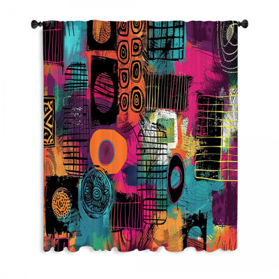 Abstract Shapes Window Curtains, Abstract Blockout & Hossain Curtains - 1 Panel