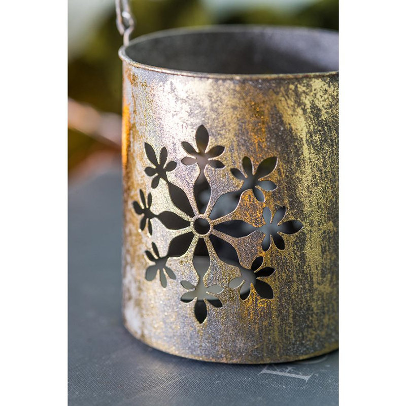 Iron Lanterns W/Glass - Set of 6 - Gray