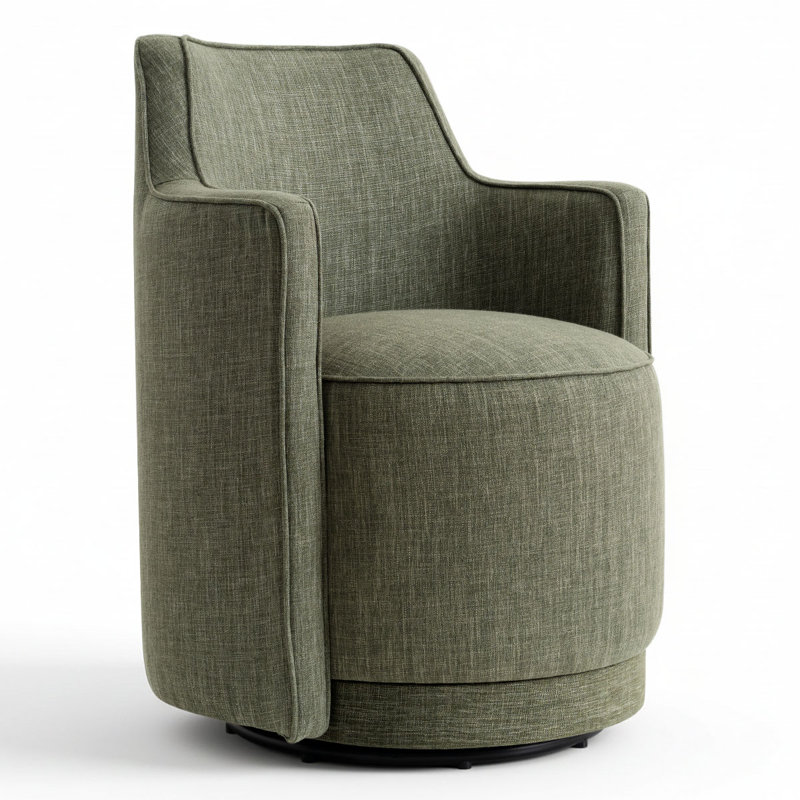 Fauteuil pivotant rembourré entièrement assemblé en tissu, Vert