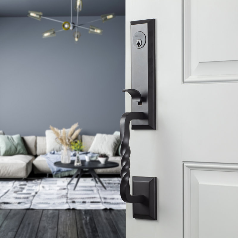 Handle With Lever And Deadbolt, Satin Nickel, Left