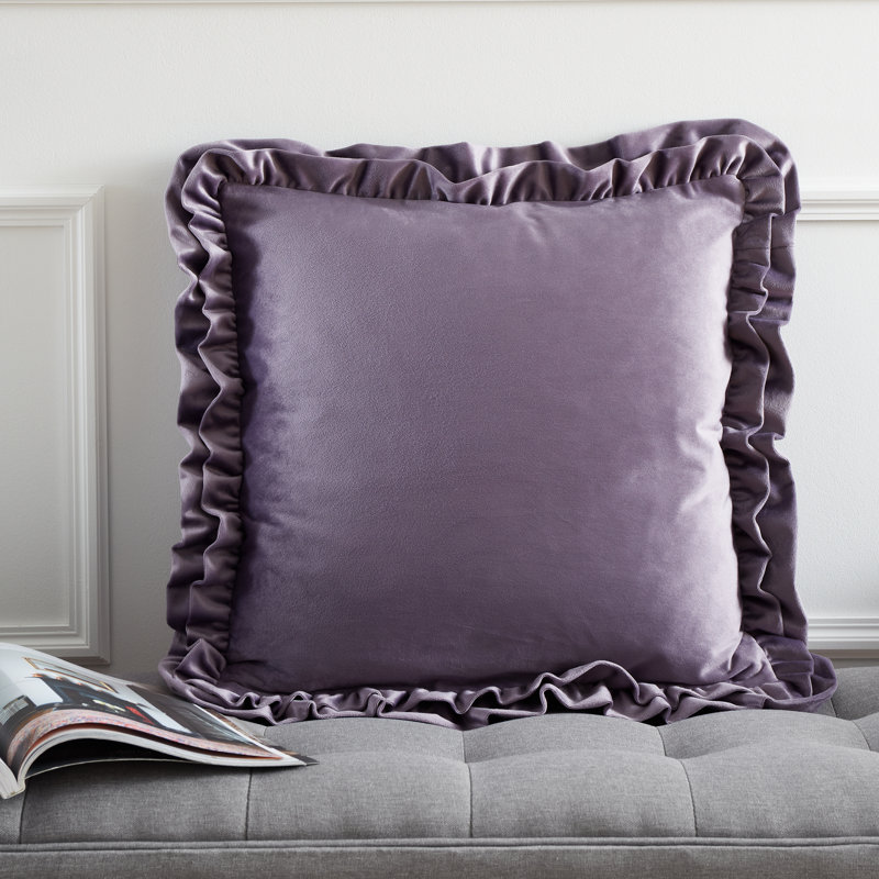 So Soft Velvet Double Frill Cushion Cover, Purple