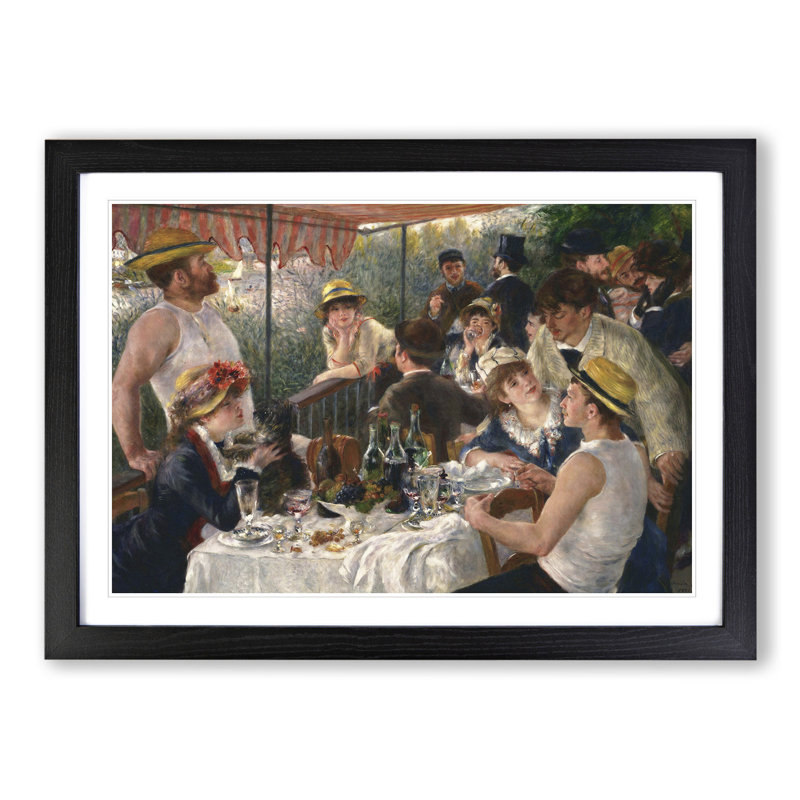 Luncheon of the Boating Party by Pierre-Auguste Renoir - Picture Frame Painting on MDF, 27cm H x 36cm W x 2cm D, Black Framed