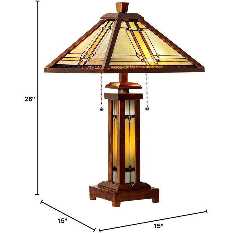 Alexander Mission Style Stained Glass and Wood Table Lamp