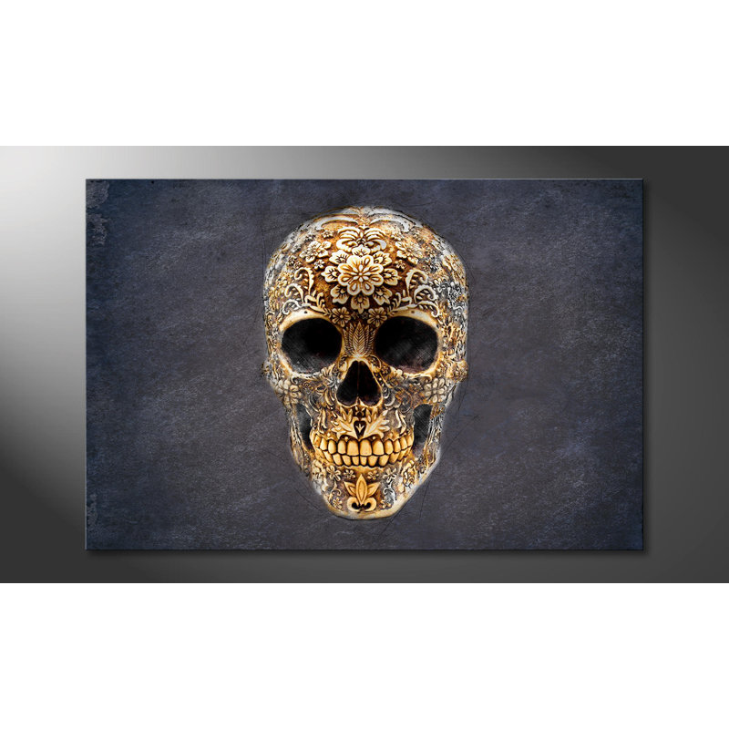Happy Skull - Wrapped Canvas Print, 80cm H x 120cm W, 100% cotton canvas