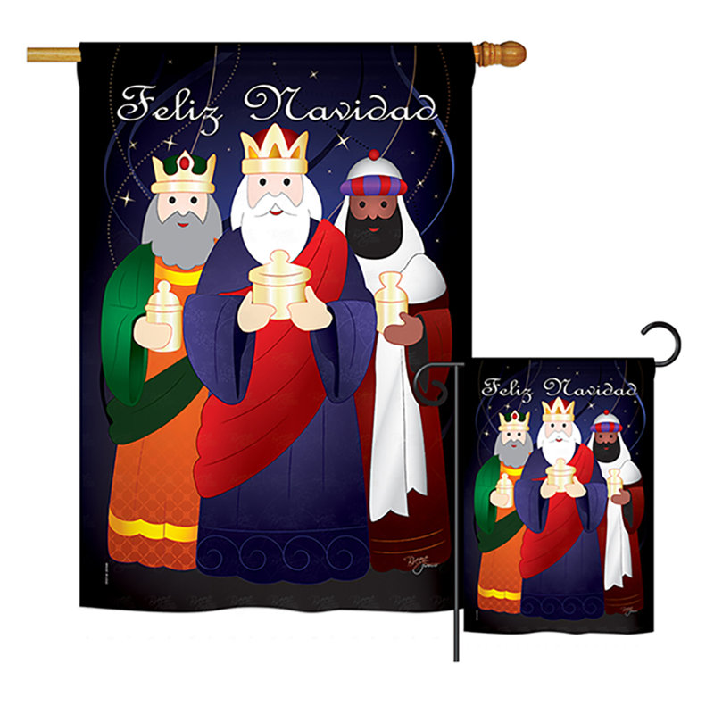 Ensemble de drapeaux en polyester 28 x 19 po Bowmanville Feliz Navidad Winter