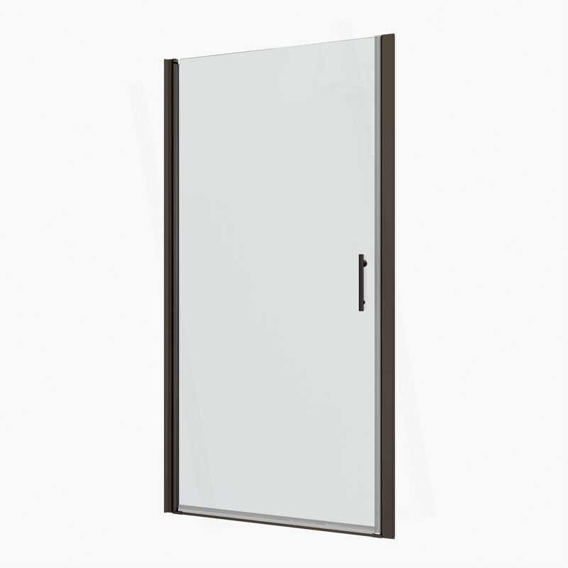 1 3/8" Adjustment,Universal Pivot Shower Door, Open Outside, With 1/4" Tempered Glass Finish, Black
