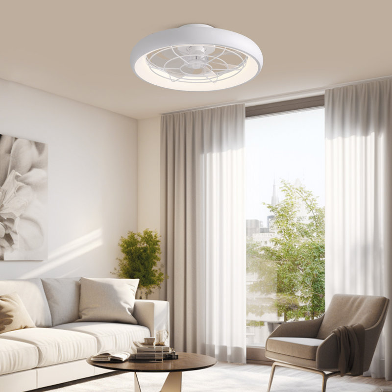 Juneann 20'' Bladeless Dimmable Ceiling Fan with LED Lights, White