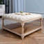 Grandes tables basses carrées avec repose-pieds pour salon, repose-pieds capitonné en lin avec tablette de rangement et pieds solides pour bureau