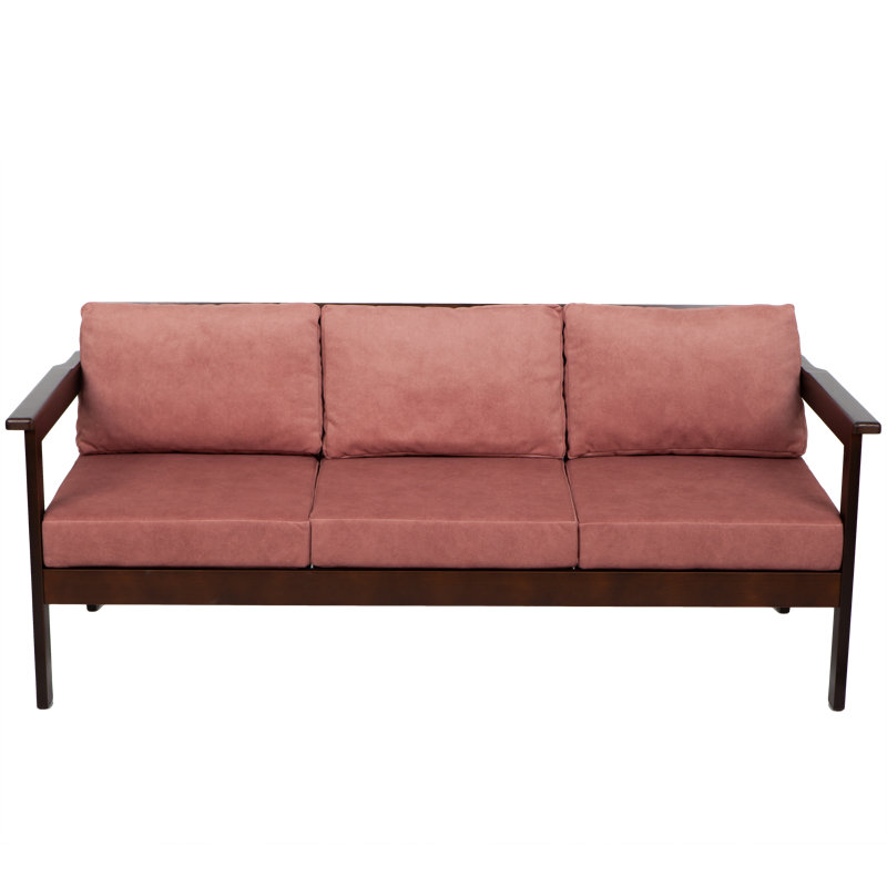 Jaqualyn 164cm Wide Pine Garden Sofa with Cushions, Vintage Rose, Black