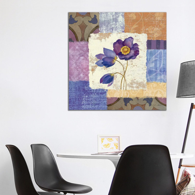 «Tile Poppies I» par Silvia Vassileva - impression d'art graphique, Aucun mat, H 37 po x l 37 po x P 1,5 po, Toile tendue