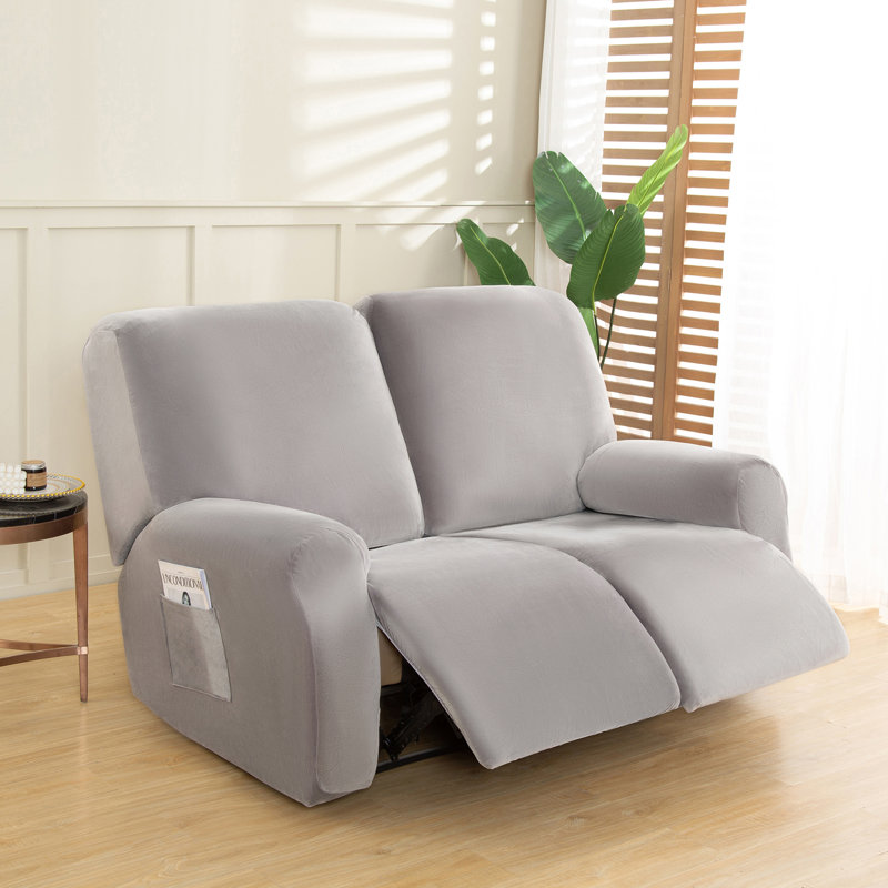 Housse pour fauteuil inclinable en velours extensible, Velours gris