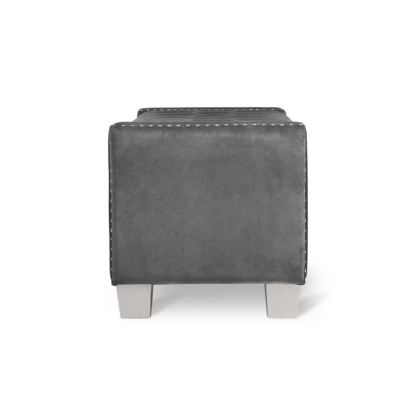 Banc de rangement rembourré Chuichu, gris