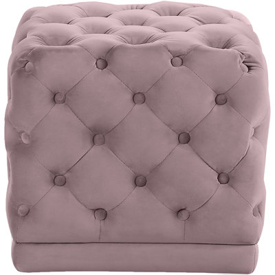 Bonita 18" Wide Velvet Tufted Square Cube Ottoman by Mercer41