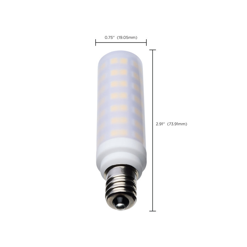 6.5 Watt T6 LED - Frost Finish - E12 Base - 120 Volt, 5000