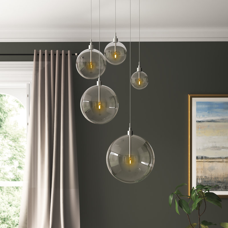 Jensi 5-Light Chandelier in Brushed Nickel, Brushed Nickel