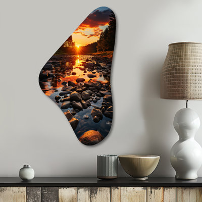 «Kentucky Landscape River - Kentucky Boomerang Shape», art mural asymétrique en métal