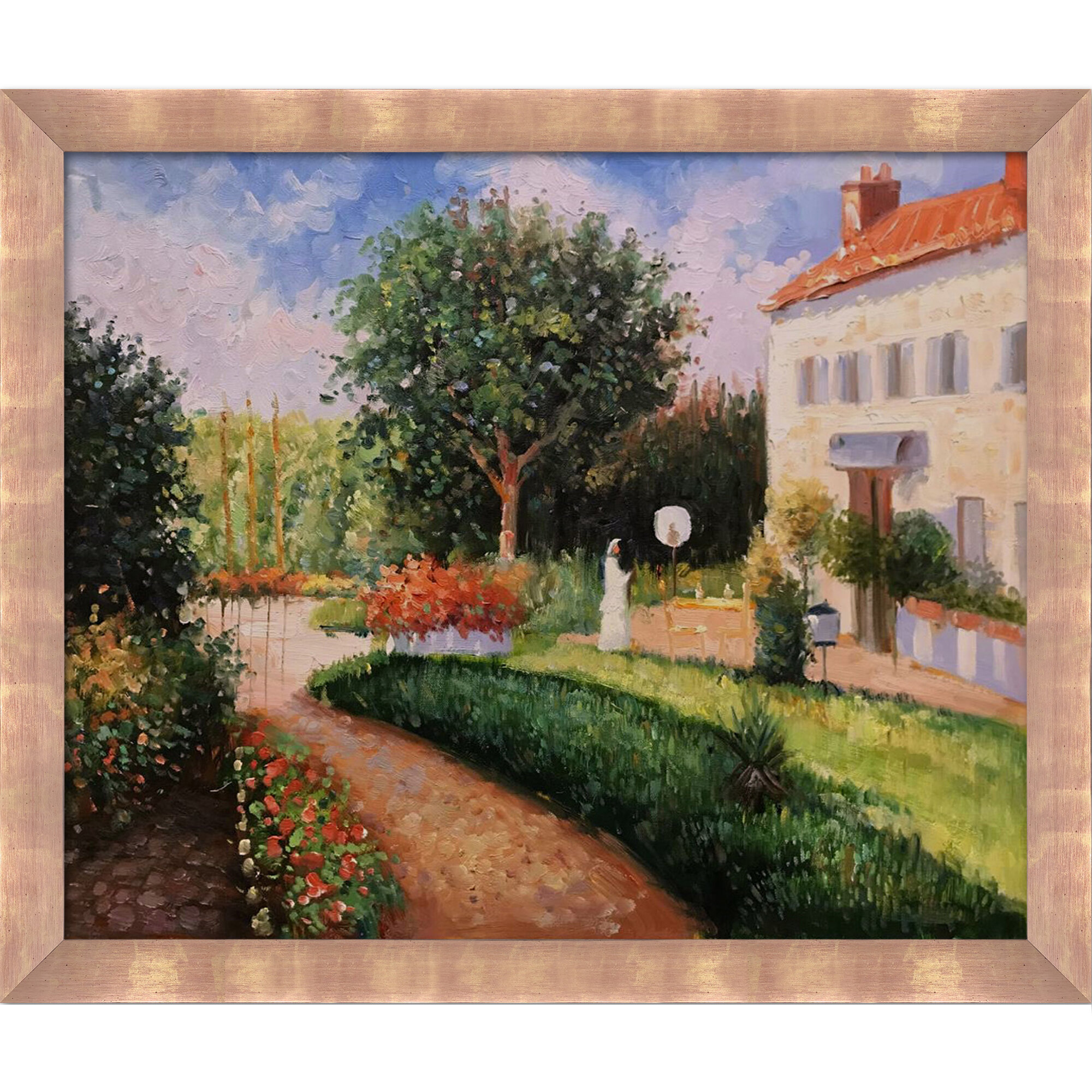 The Garden Of Les Mathurins At Pontoise Framed On Canvas by Camille Pissarro Painting