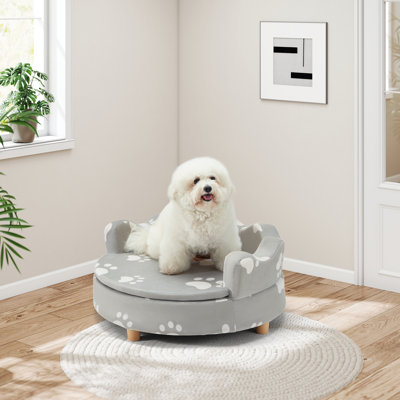 Canapé-lit rond pour chien de 66 cm (26 po) avec housse de coussin amovible, pouvant supporter jusqu'à 36 kg (80 lb)