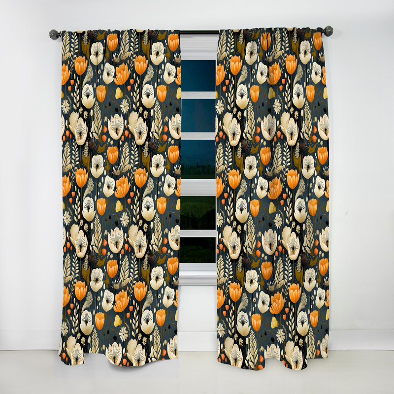 Mod Botanicals I - Rideau Mid-Century - Velours obscurcissant - 1 panneau, L 52 po x L 84 po