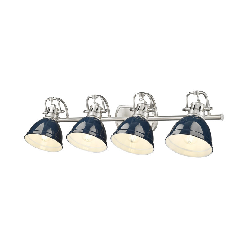 Ensemble de meuble-lavabo 4 lumières Brynnan, Étain, Bleu marine mat
