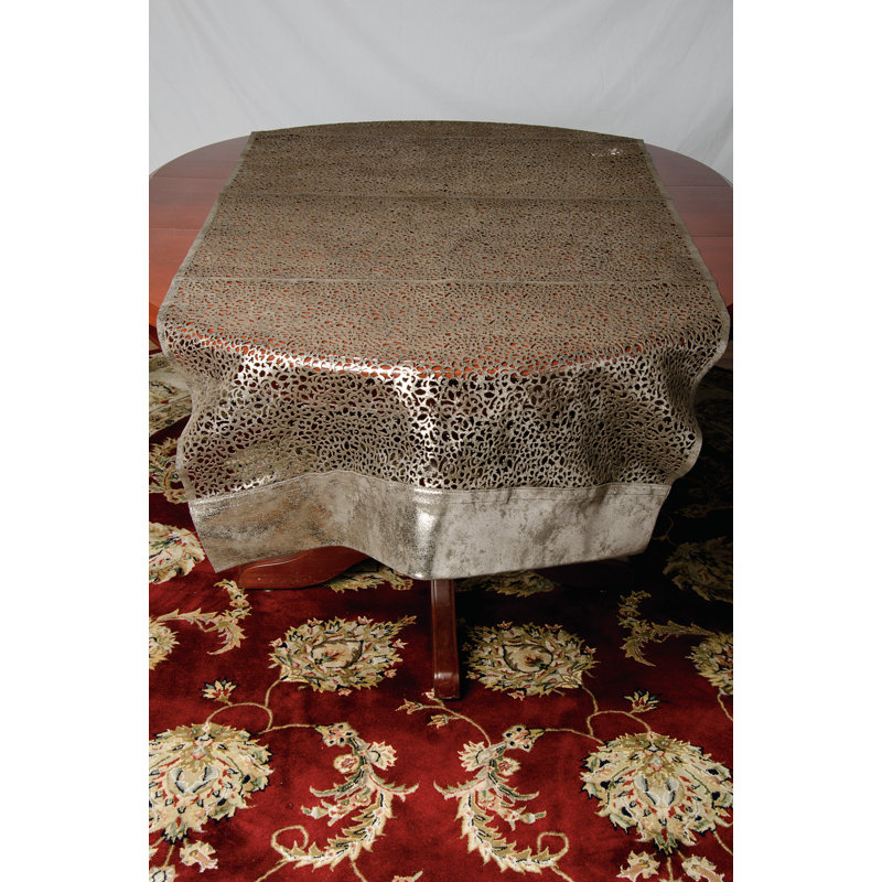 Damron Geometric Table Runner, 95" L x 32" W, Gray