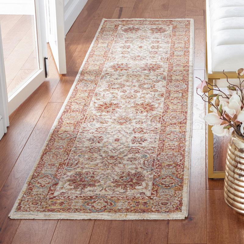 Tapis oriental ivoire / rouille, Tapis de couloir 2 pi x 8 pi