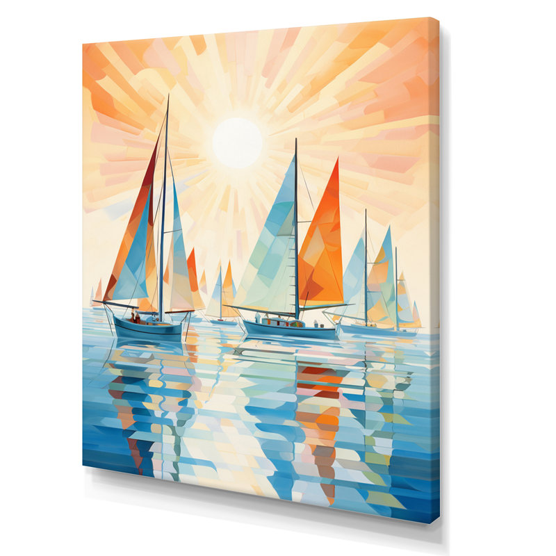 Minimalisme voilier Rhythms X - nautique et plage, reproduction d'art sur toile, H 20 po x l 12 po x P 1 po, Toile tendue