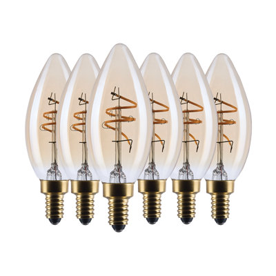 3.5 Watt C11 LED 2000K CCT Candelabra Base Clear Glass Amber Coil Filament Dimmable 120 Volt