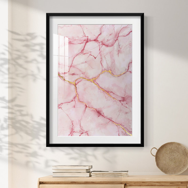 Rose Marble II - impression encadrée, H 28,5 po x l 20,5 po, Noir