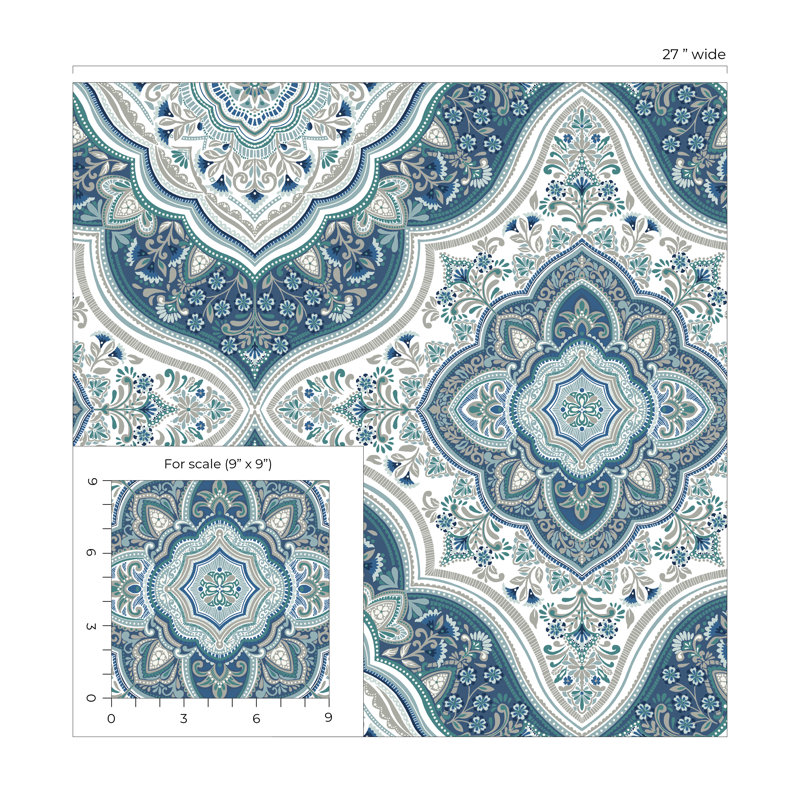Rouleau de fleurs Finfin, Bleu / gris / blanc