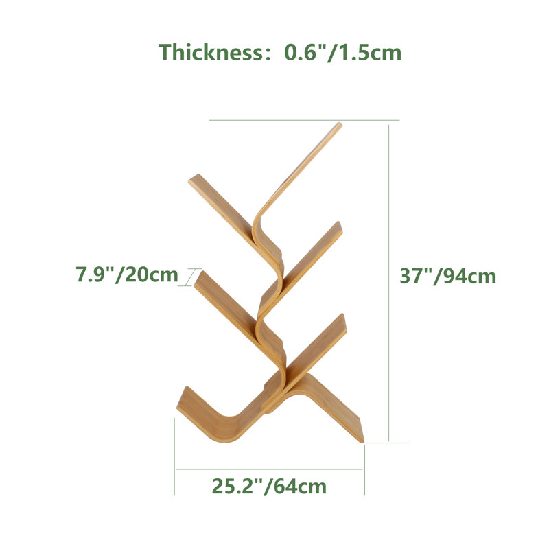 Floor Bamboo Tree Bookshelf, (5 Shelves) 37"H x 25.2"W x 7.9"D