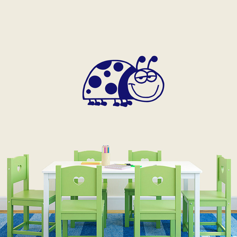 Décalcomanie murale dessin de coccinelle, Bleu marine