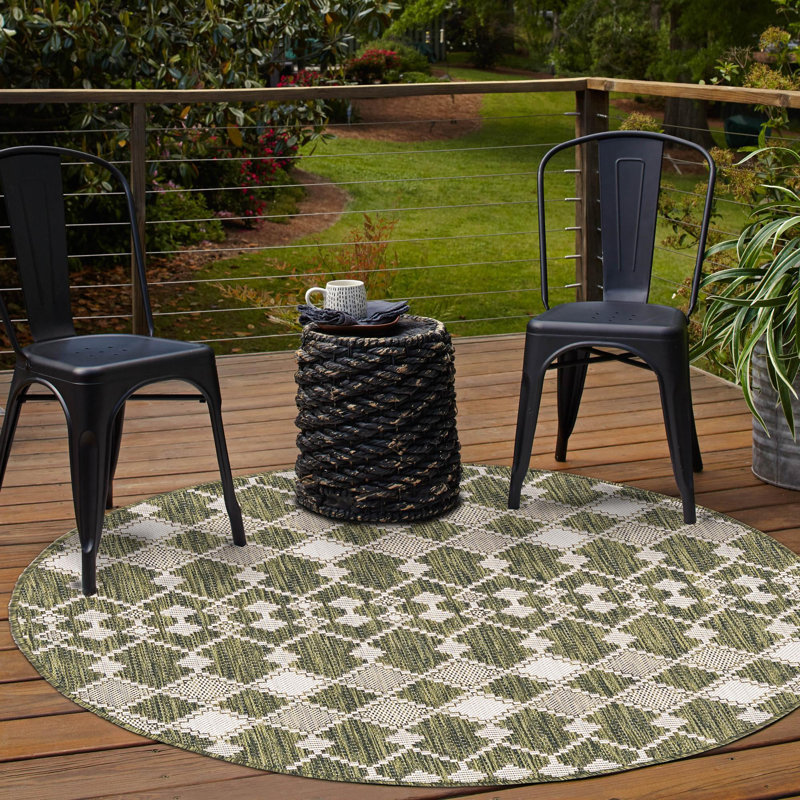 Outdoor Preen Area Rug Moss Color, Round 4'