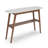 Beppe 43" Rectangular Italian Carrara White Marble Console Table With Walnut Shelf