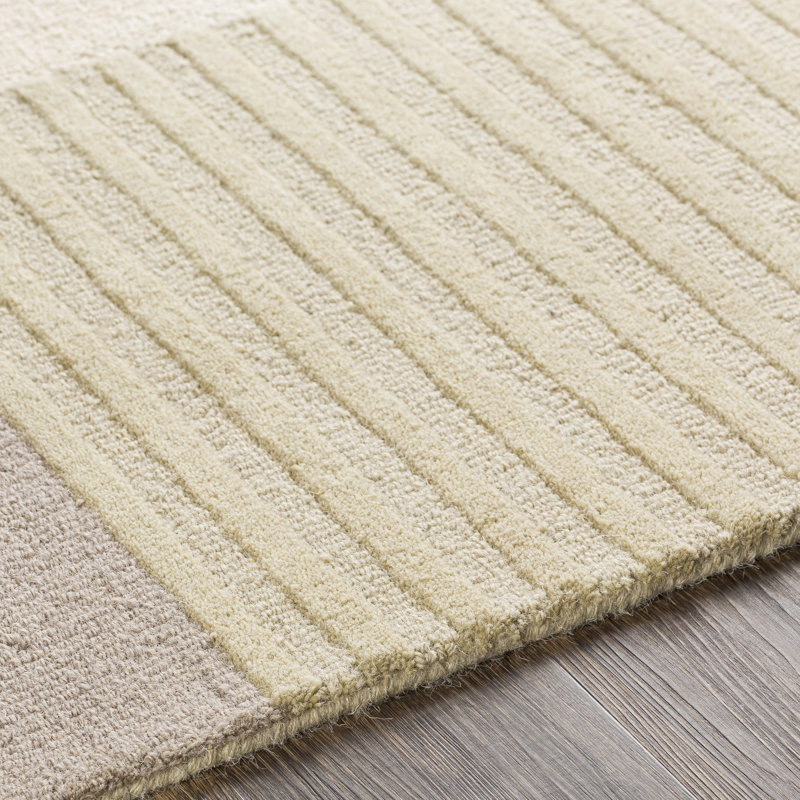 Hand-Tufted Mid-Century Modern Gray Wool Rectangular Rug